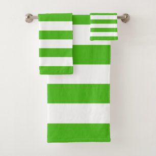 Trendy Bright Summer Kelly Green Stripes Badhandtuch Set