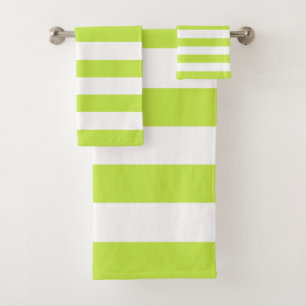 Trendy Bright Summer Lime Green Stripes Badhandtuch Set