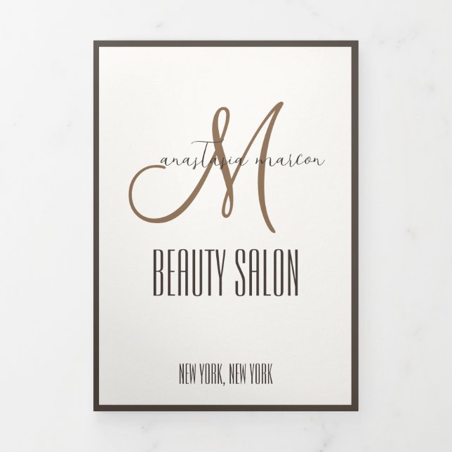 Trendy Brown Beauty WELLNESS-CENTER Salon Foto Mon Dreifach Gefaltete Karte (Cover)