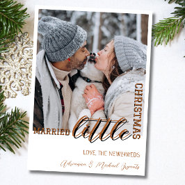 Trendy Brown Calligraphy Married Little Christmas Feiertagskarte