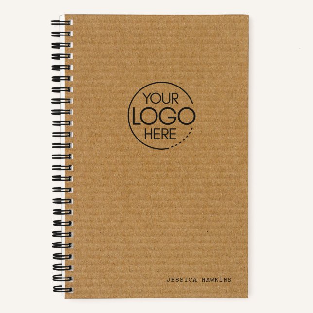 Trendy Brown Corrugboard Modern Logo Notizbuch (Vorderseite)