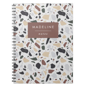 Trendy Brown Green & Gold Terrazzo Notizblock