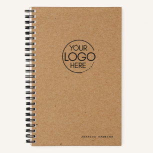 Trendy Brown Kraft Paper Modern Logo Notizbuch