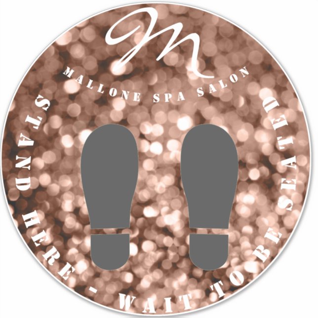 Trendy Brown Sparky Monogram Salon Floor Aufkleber (Vorderseite)