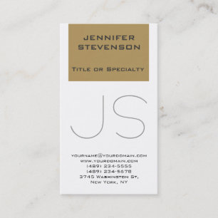 Trendy Browny Beige White Monogram Business Card Visitenkarte