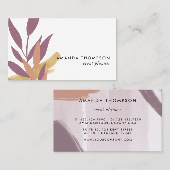 Trendy Brush Strokes Collage Business Card Visitenkarte (Vorne/Hinten)