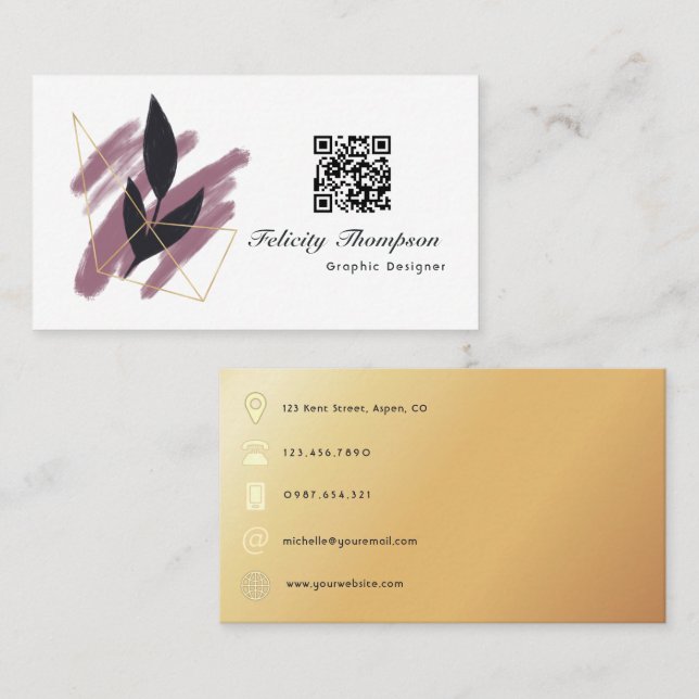 Trendy Brush Strokes Collage Business Card Visitenkarte (Vorne/Hinten)
