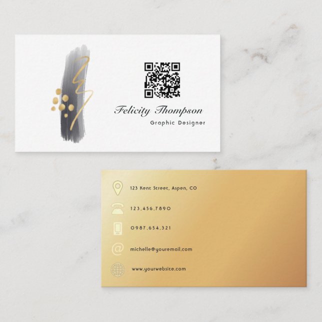 Trendy Brush Strokes Collage Business Card Visitenkarte (Vorne/Hinten)