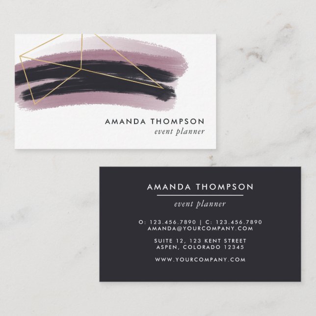 Trendy Brush Strokes Collage Business Card Visitenkarte (Vorne/Hinten)