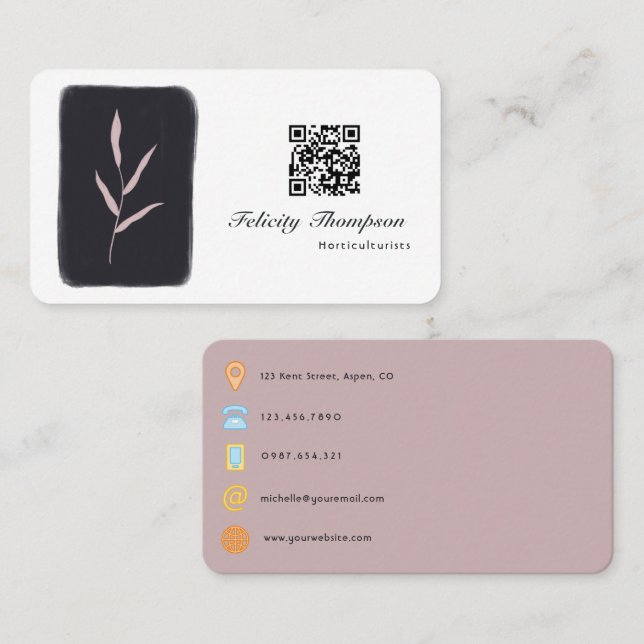 Trendy Brush Strokes Collage QR Code Visitenkarte (Vorne/Hinten)