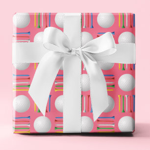Trendy Bubblegum Pink Golf Ball und T-Shirt Gesche Geschenkpapier