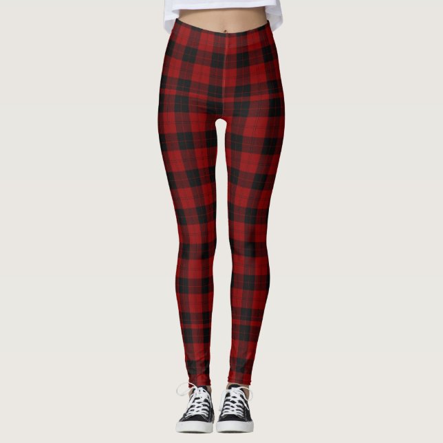 Trendy Buffalo Kariert Red Black Karos Lumberjack Leggings (Vorderseite)