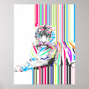 trendy bunter, lebendiger Neonstreifen Tigerschmer Poster