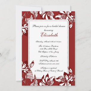 Trendy Burgund Floral Bridal Dusche Einladung