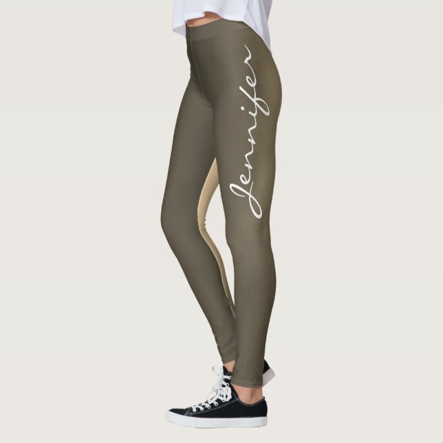 Trendy Burnished Brown Gradient Modern Script Name Leggings (Links)