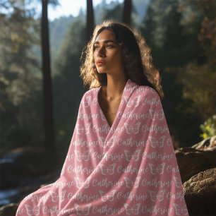 Trendy Butterfly Custom Calligraphy Name Pink Fleecedecke