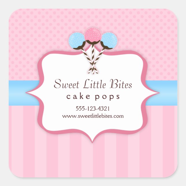 Trendy Cake Pop Bakery Labels Quadratischer Aufkleber (Vorderseite)