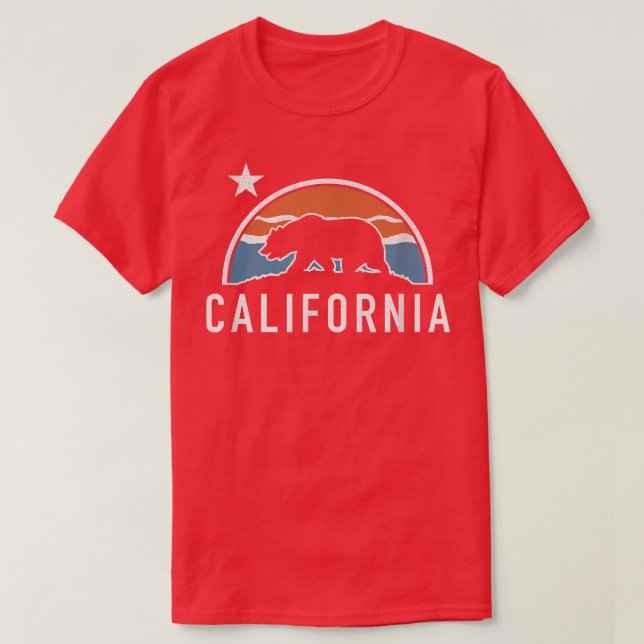 Trendy California Sun Bear Flag Silhouette T-Shirt (Design vorne)
