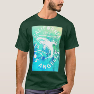 Trendy California Vintag Shark Print T-Shirt