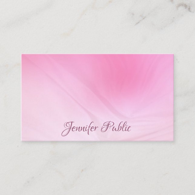 Trendy Calligraphed Text Pink Template Elegant Obe Visitenkarte (Vorderseite)