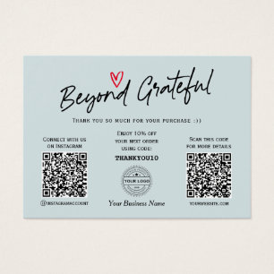Trendy Calligraphy Dusty Blue QR Code Gift Karte