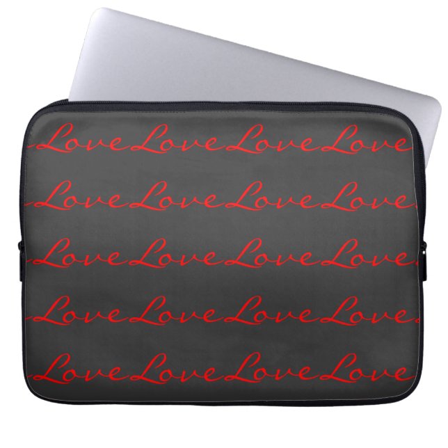 Trendy Calligraphy Gray Red Liebe Wedding Laptopschutzhülle (Vorderseite)