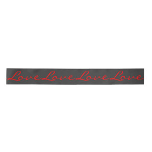 Trendy Calligraphy Gray Red Liebe Wedding Satinband