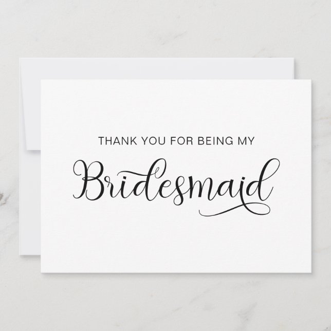 Trendy Calligraphy Heart Swash Bridesmaid Dankeskarte (Vorderseite)