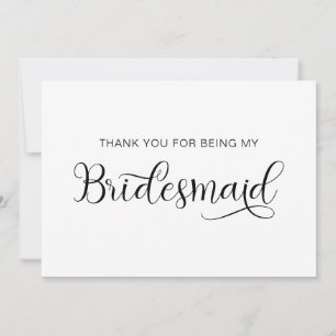 Trendy Calligraphy Heart Swash Bridesmaid Dankeskarte
