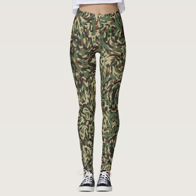 Trendy Camouflage Green Leggings (Vorderseite)