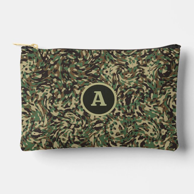 Trendy Camouflage Green Personalisiert Letter Zubehörtasche (Vorderseite)
