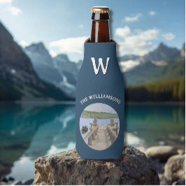 Trendy Can Cooler Watercolor Dock Lake Mountains Flaschenkühler