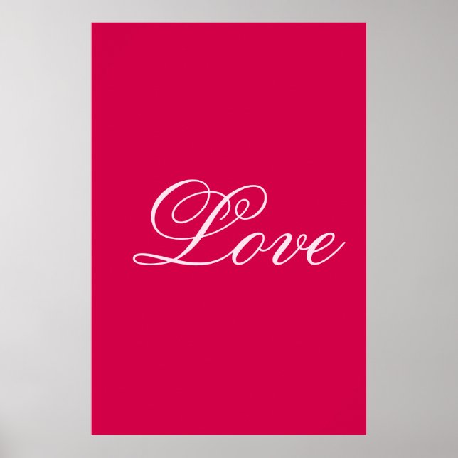 Trendy Carmine Background Liebe Wedding Poster (Vorne)