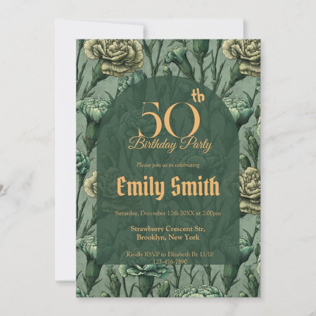 Trendy Carnation Charm Boho Birthday Einladung (Vorderseite)