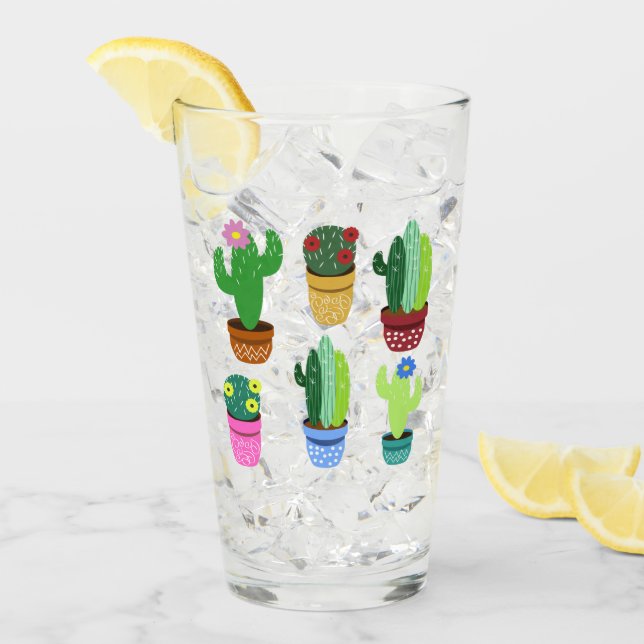 Trendy Cartoon Potted Cactus Glas (Vorderseite Ice)