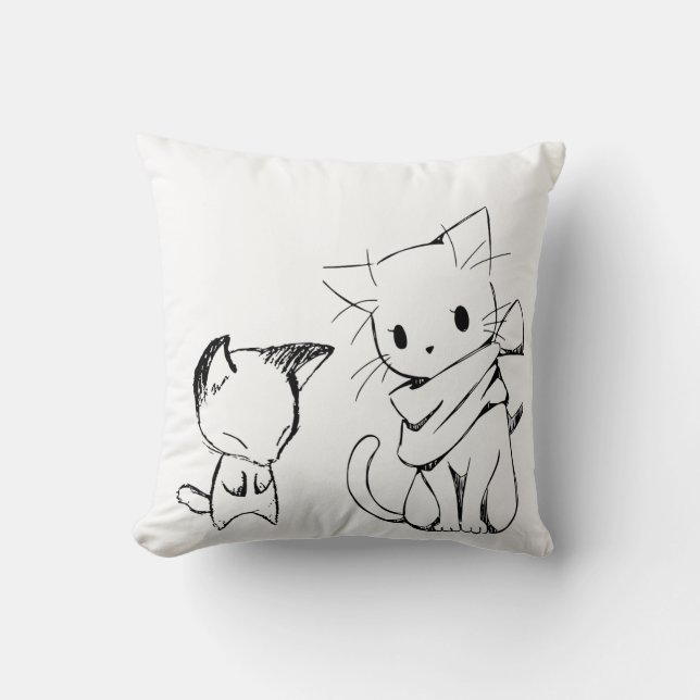 Trendy Cat Print Square Kissen (Vorderseite)