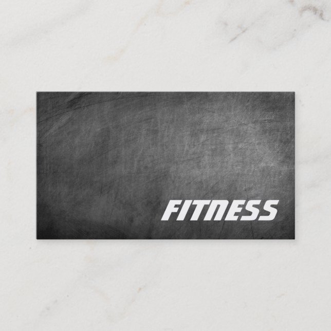 Trendy Chalkboard Grau Fitness Sport Business Card Visitenkarte (Vorderseite)