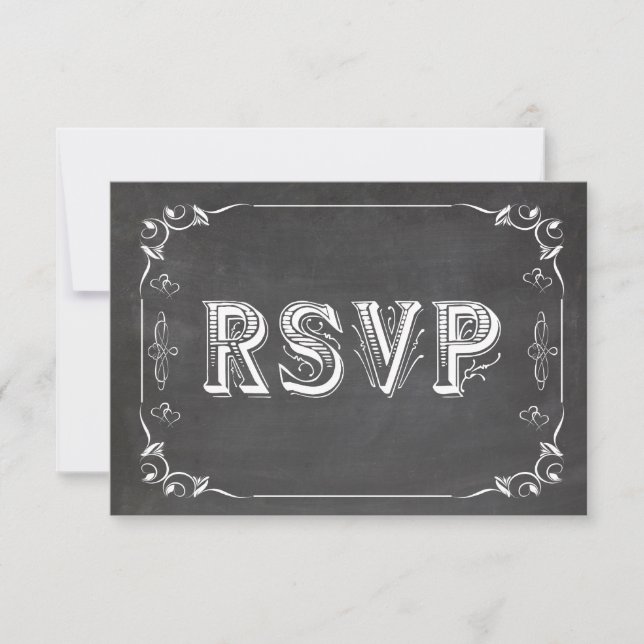 Trendy Chalkboard Matching Response Card RSVP Karte (Vorderseite)