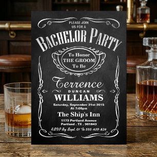 Trendy Chalkboard Typografy Bachelor Party Einladung