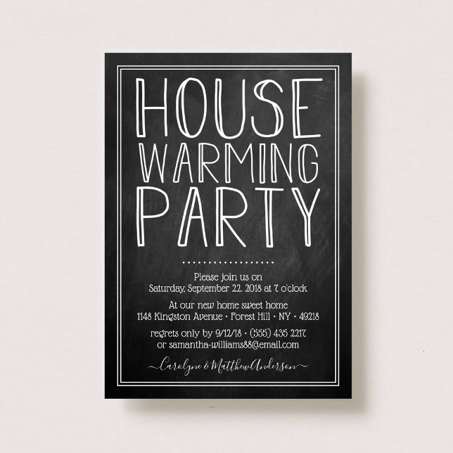Trendy Chalkboard Typografy Housewarming Party Einladung (Von Creator hochgeladen)