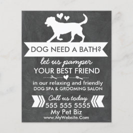 Trendy Charcoal Black Dog Grooming Flyer