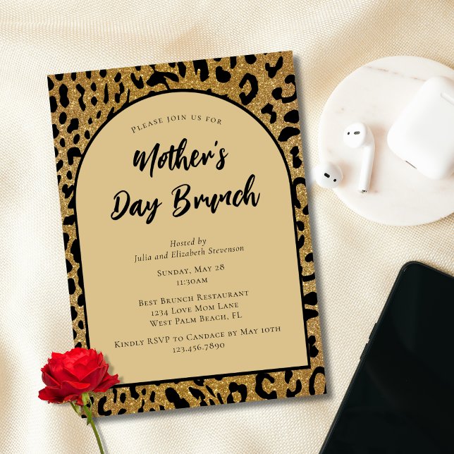 Trendy Cheetah Print Modern Mother Day Brunch Einladung (Von Creator hochgeladen)