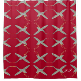 Trendy Cherry Red Modern Chic Kran Vögel Duschvorhang