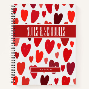 Trendy Chic BOHO Rote Herzen Thema Notizbuch
