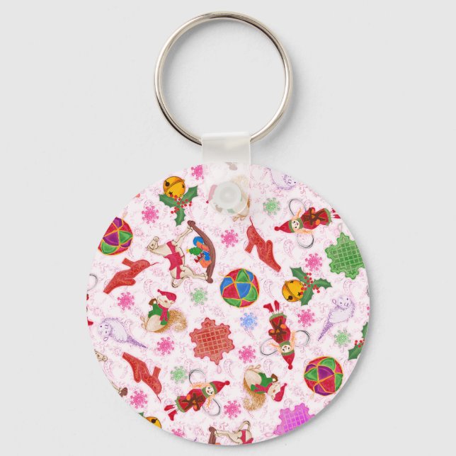Trendy Chic Colorful Holiday Weihnachten Schlüsselanhänger (Vorderseite)