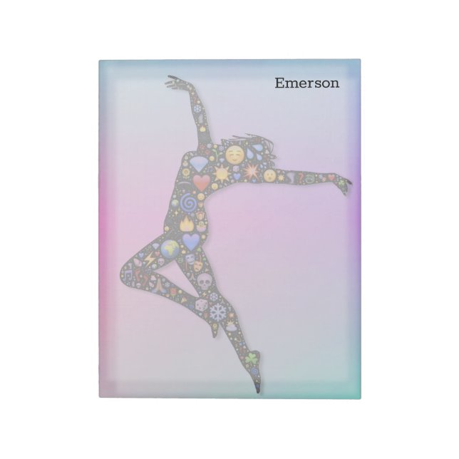 Trendy Chic Dancer on Modern Rainbow Colors Notizblock (Rotiert)