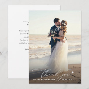 trendy chic Drehbuch Foto Hochzeit danke