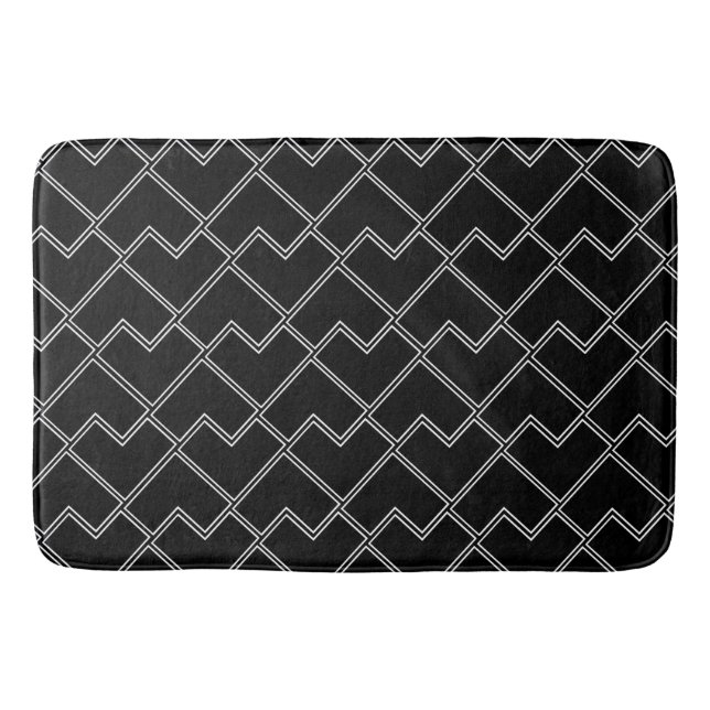 Trendy Chic Geometric Black and White Pattern Badematte (Vorderseite)