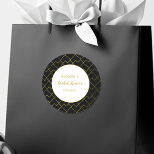 Trendy Chic Geometric Golden Black Runder Aufkleber