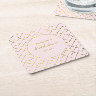 Trendy Chic Geometric Golden Blush Pink Rechteckiger Pappuntersetzer
